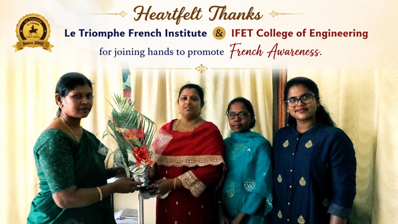 French class, DELF exam, TEF training, Le Triomphe Pondicherry, online course, French coaching India